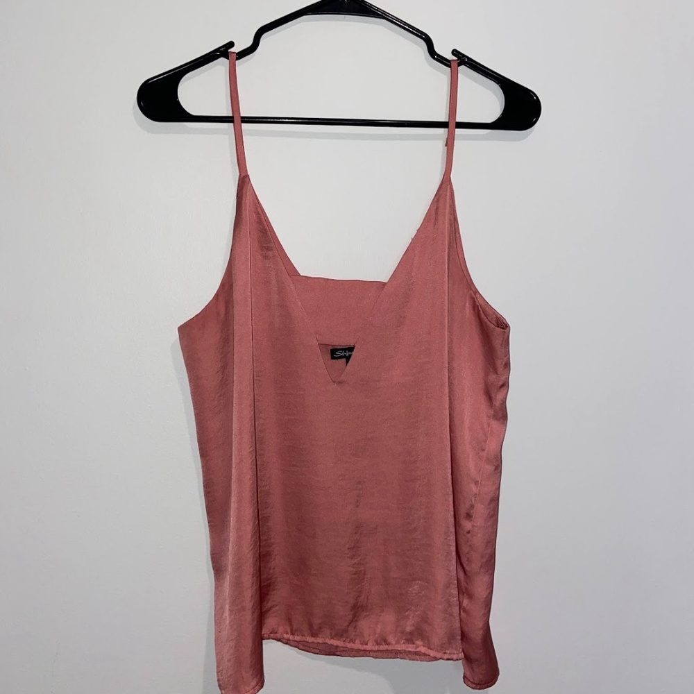 Shinestar pink silk tank
